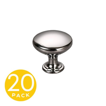 Sapphire Alpha Series 1 in. Modern Polished Chrome Round Cabinet Hardware Knob 20-Pack SP-1145-K-CP-20